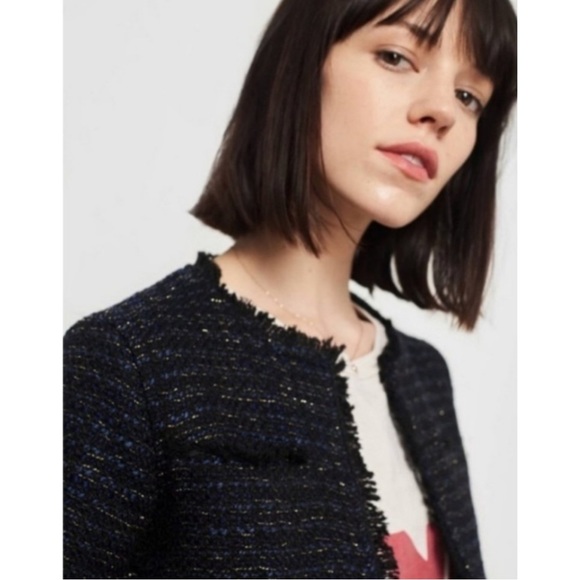 Anine Bing Tweed Blazer Raw Hem Jacket - Picture 7 of 14